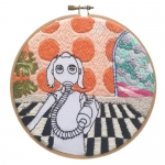 <b>The Twelve Rooms Series - Room #3</b><br/>wooden hoop, cotton embroidery thread, cotton canvas<br/><br/>Ø 15.2 cm<br/>2016<br/>